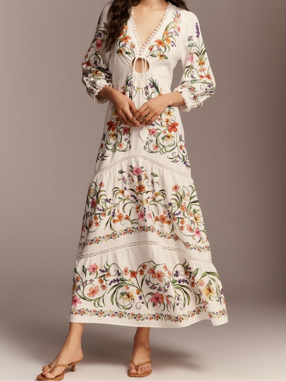 Farm Rio x Anthropologie Cutout Floral Maxi Dress Size M - Picture 1 of 16